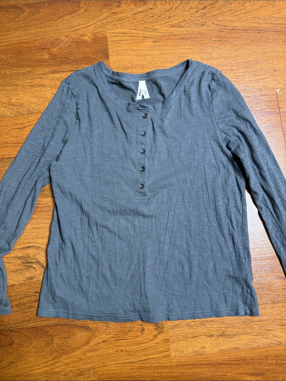 Pact Women's Long Sleeve Henley Top - Charcoal Gray